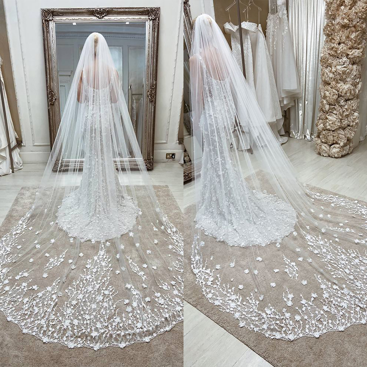 David’s Bridal Cathedral Wedding Veil With Comb 108 IN Cathedral Bridal Veil VICTORIA Veil | EDEN LUXE Bridal main image 2