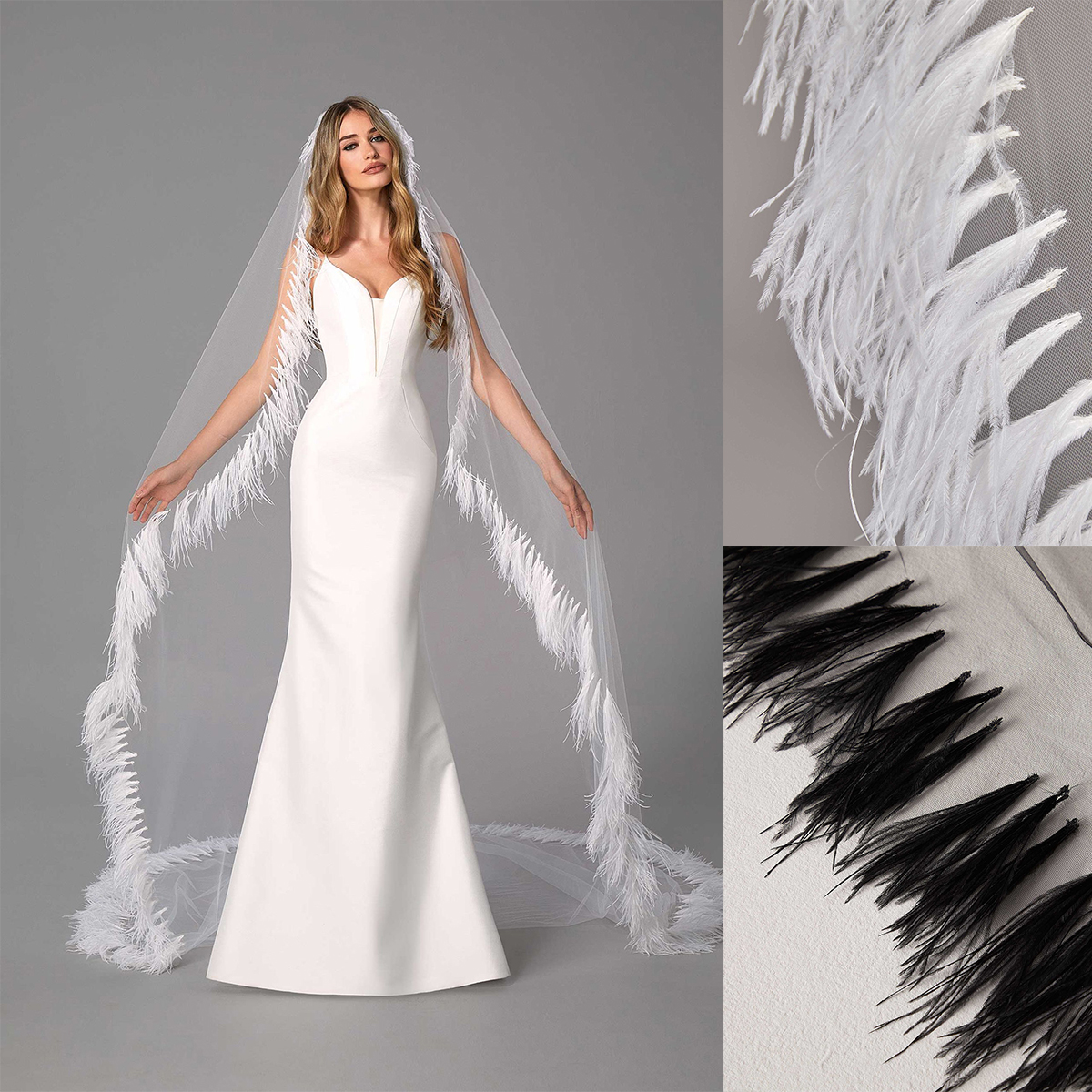 Elegant Ivory Cathedral length Veil - unworn Affordable Scallop Lace Embroidered Cathedral Length Long  main image 4