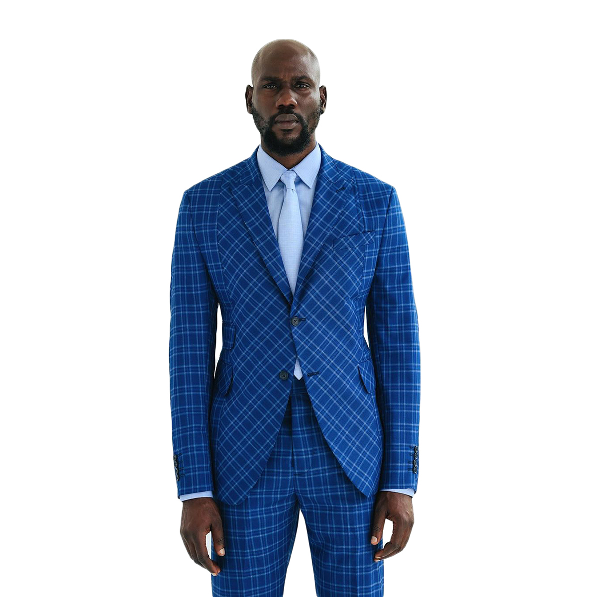 New Mens Plaid Blue Formal Suits 2 Pieces Single Breasted for Best Groom  Wedding | eBay